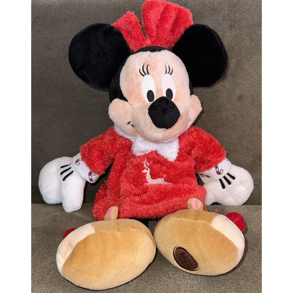 Disney Store Minnie‎ Mouse Plush 16" Nightgown PJ Sleeper Reindeer Slippers Xmas